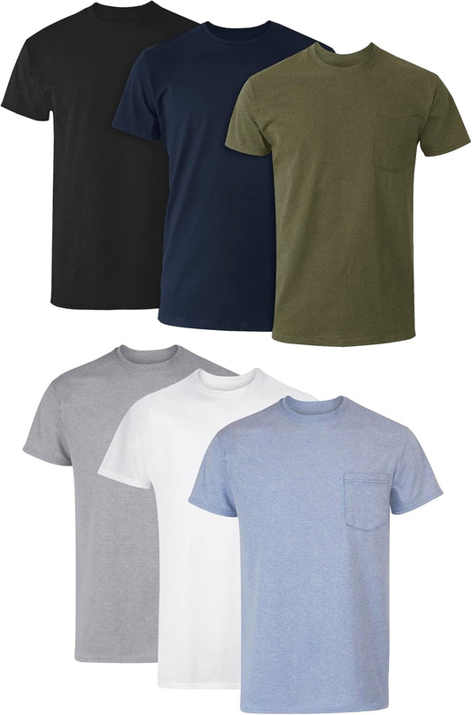 Men's Pocket Undershirt Cotton Crew Neck T-Shirt Aesthetic Clothes