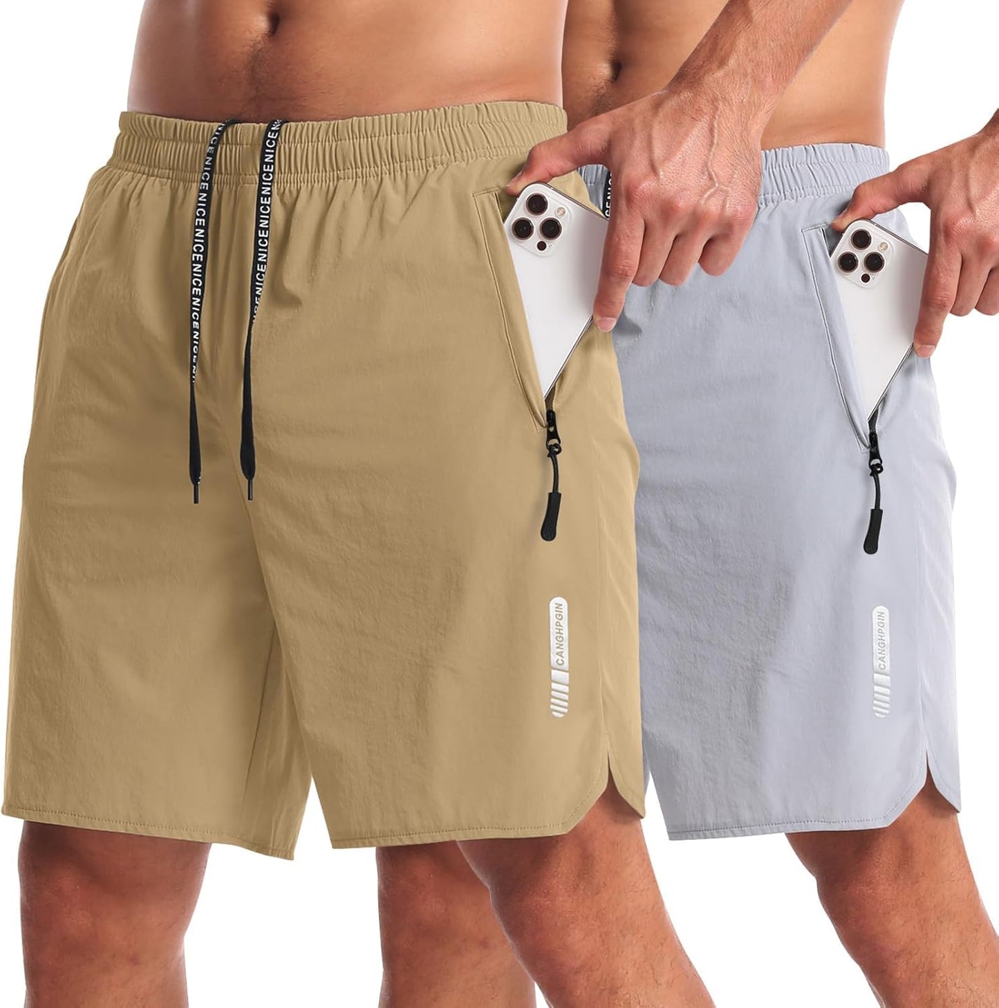 2 Pack Mens Workout Athletic Shorts 7 inch Inseam Quick Dry Hiking Shorts Men Lightweight Sports Gym Shorts Running