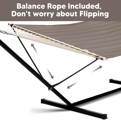 2 Person Hammock with Stand Heavy Duty Portable Dark Grey