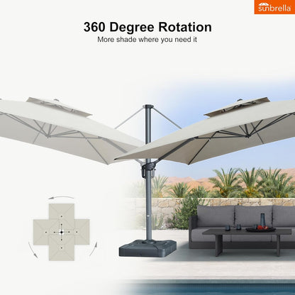 12ft Patio Umbrella with Base Large Outdoor Square Umbrella