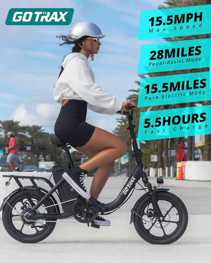 Gotrax 16" Folding E-Bike with Removable Battery 28 Mile Range