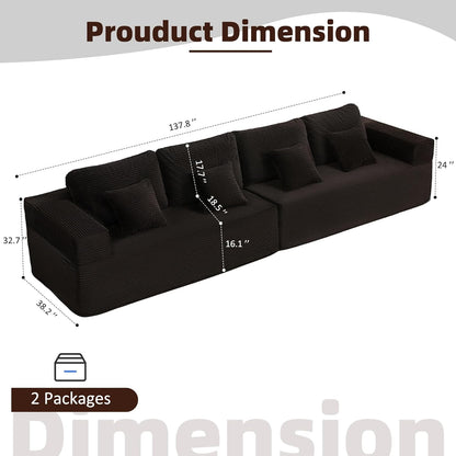 107" Boneless Couch with Deep Seat Cloud Sectional Couch for Living Room