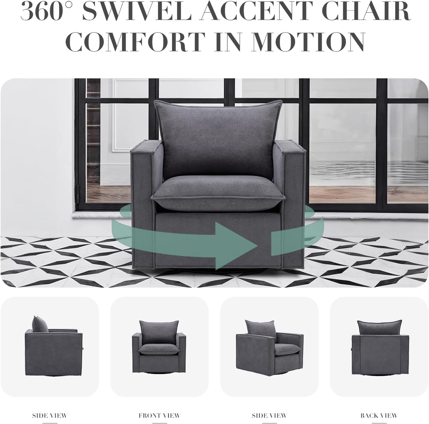 COLAMY Swivel Accent Chair Set 34 Inches Wide Upholstered Arm Chair