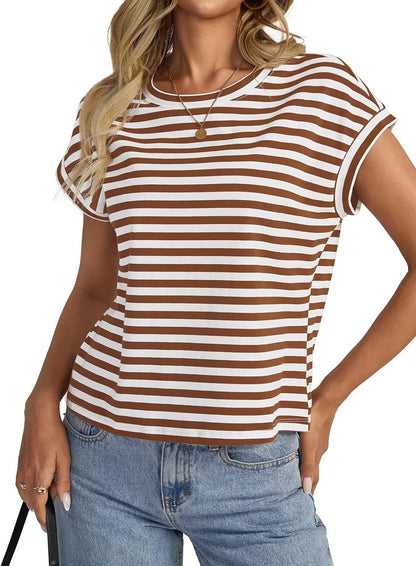 Womens Cap Sleeve Crop Tops Cotton T Shirts