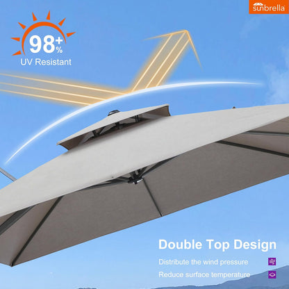 12ft Patio Umbrella with Base Large Outdoor Square Umbrella