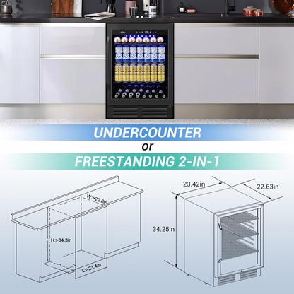 24 Inch Beverage Refrigerator Outdoor Under Counter Beverage Cooler for Patio