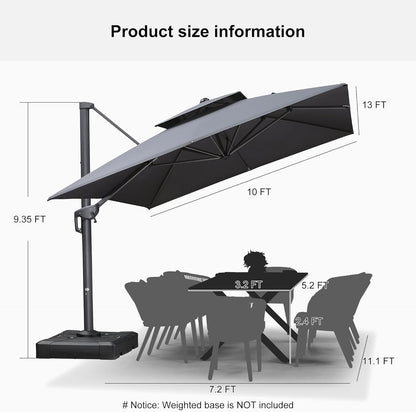 12ft Patio Umbrella with Base Large Outdoor Square Umbrella