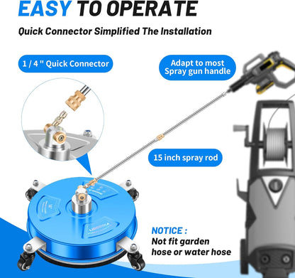 14" Pressure Washer Surface Cleaner with 4 Wheels