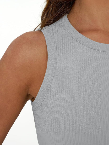 Womens Tank Tops Summer Workout Ribbed Sleeveless High Neck