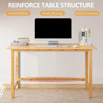 Writing Computer Desk 46" Bamboo Home Office Table with 2 Drawers
