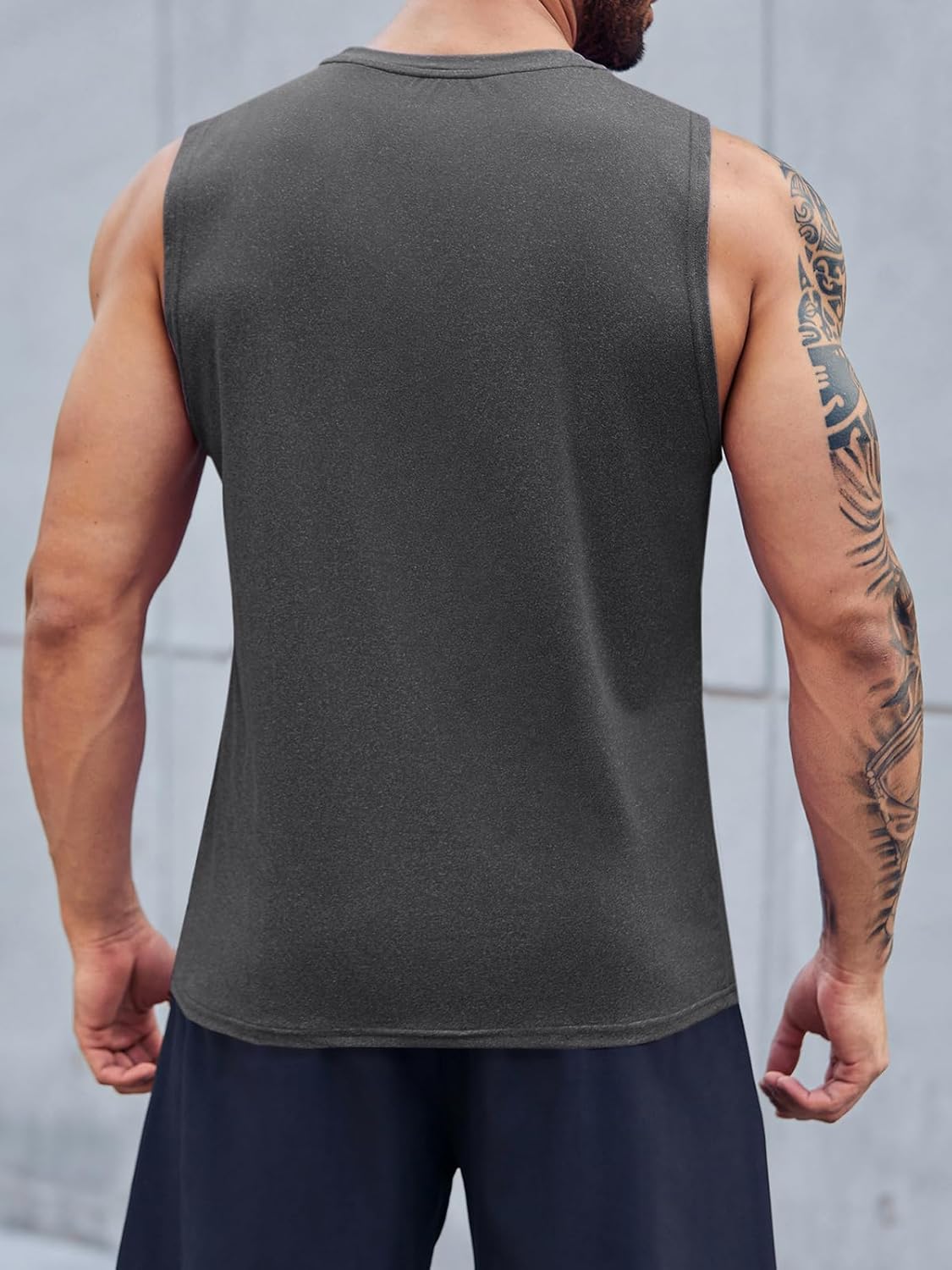 Men's Sleeveless Tank Tops Crewneck Solid Loose Fit Shirt