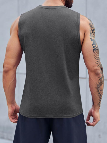 Men's Sleeveless Tank Tops Crewneck Solid Loose Fit Shirt