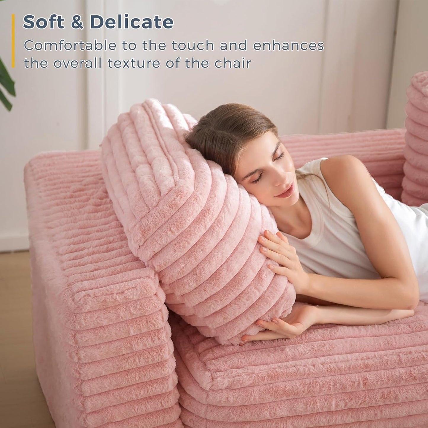 Plush Giant Bean Bag Sofa for Adults Floor Loveseat Chair with Armrests White