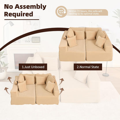 107" Boneless Couch with Deep Seat Cloud Sectional Couch for Living Room