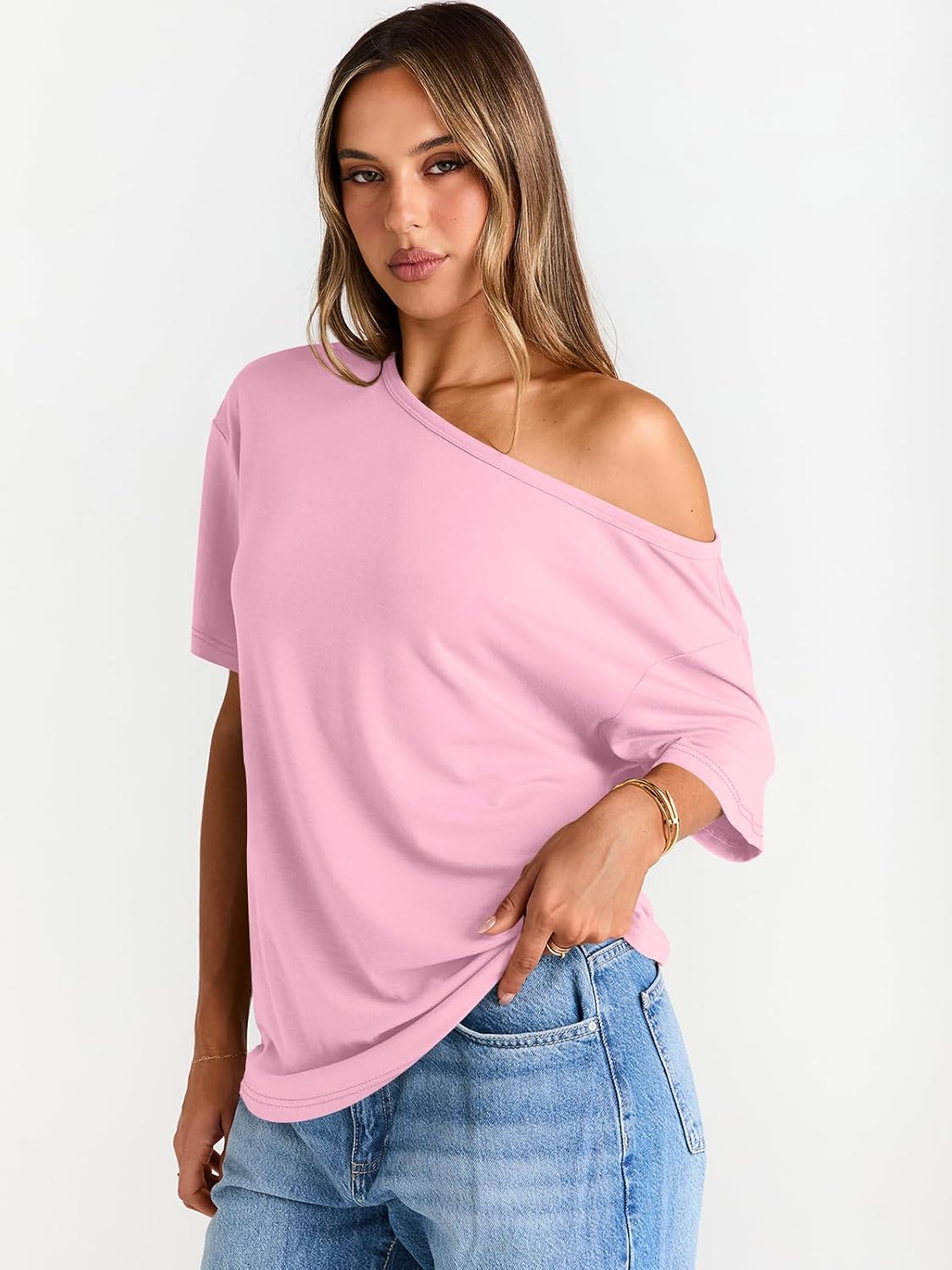 Womens Off The Shoulder Tops Oversized T-Shirts
