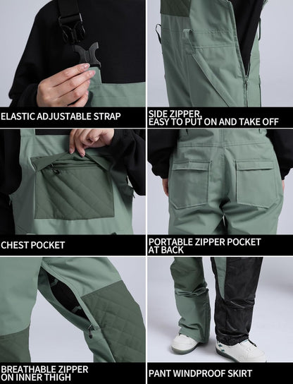 Womens Ski Bibs Snowboard Pants Snow Overalls Waterproof Windproof Winter Outdoor Sports