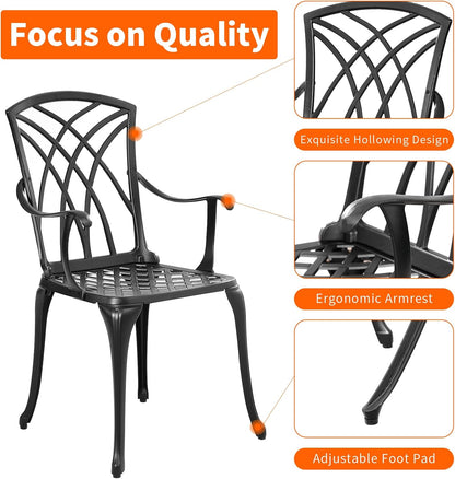 Patio Bistro Set 3 Piece Outdoor Cast Aluminum Outdoor Bistro Table