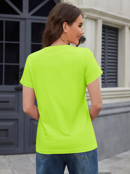 Women's Cotton T-Shirts Short-Sleeve Shirts Crew-Neck Tops