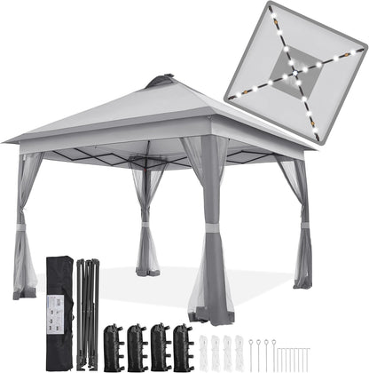 11x11 Pop Up Gazebo Canopy Tent with Mesh Netting and Sandbags