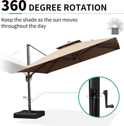 12ft Patio Umbrella with Base Large Outdoor Square Umbrella