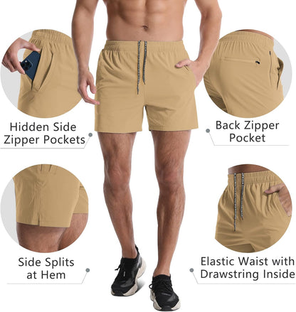 2 Pack Mens Athletic Shorts 5 Inch Quick Dry Gym Workout Shorts Men Lightweight Sports Running Shorts with Pockets