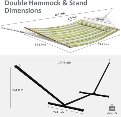 2 Person Hammock with Stand Heavy Duty Portable Dark Grey