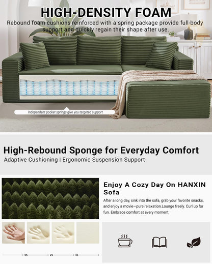 105 Inch Cloud Sectional Couch with Deep Seat