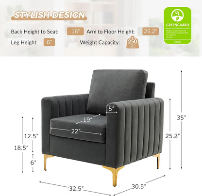 HULALA HOME Velvet Accent Club Chairs Set of 2