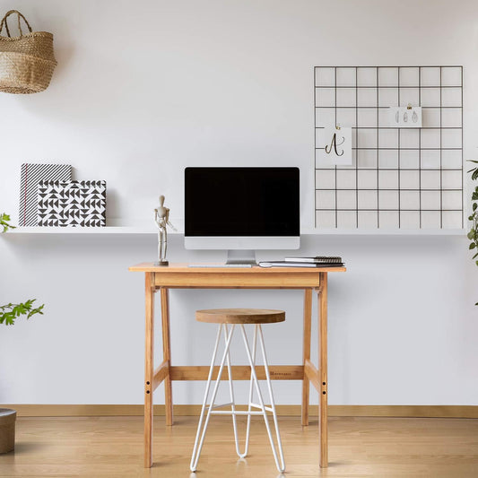 Writing Computer Desk 46" Bamboo Home Office Table with 2 Drawers