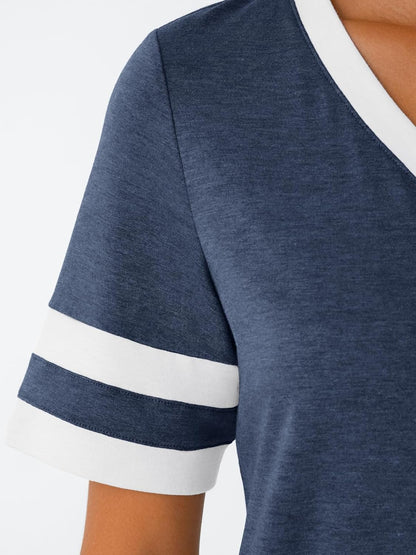 Women's Short Sleeve V Neck T Shirts Trendy Casual Spring Tops