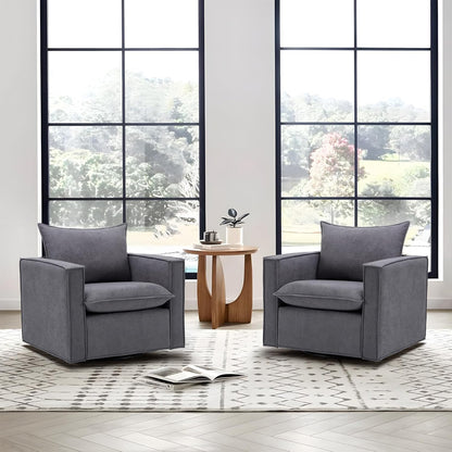 COLAMY Swivel Accent Chair Set 34 Inches Wide Upholstered Arm Chair