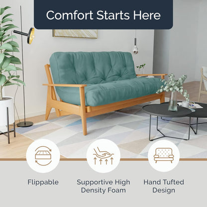 10 Inch Full Size Memory Foam Futon Mattress Mineral Blue
