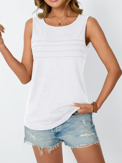 Womens Tank Tops 2025 Summer Sleeveless Blouses Flowy Crewneck Casual Trendy Outfits