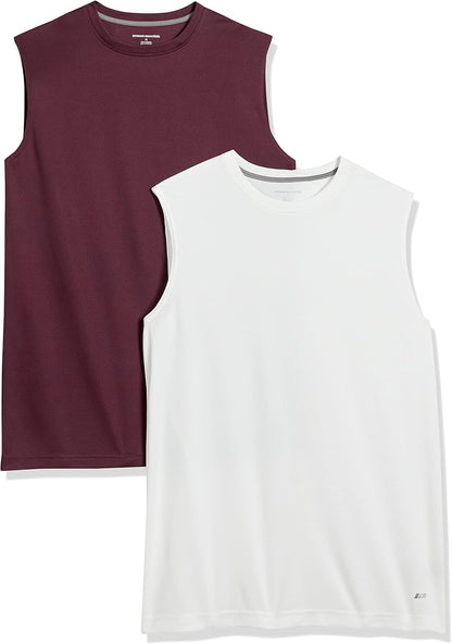 Essentials Men's Active Performance Tech Muscle Tank Pack of 2