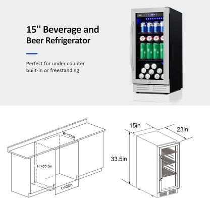24 Inch Beverage Refrigerator Outdoor Under Counter Beverage Cooler for Patio