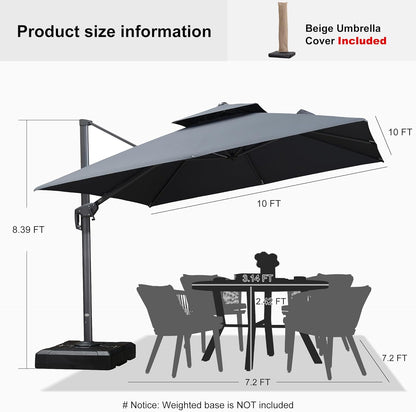 12ft Patio Umbrella with Base Large Outdoor Square Umbrella