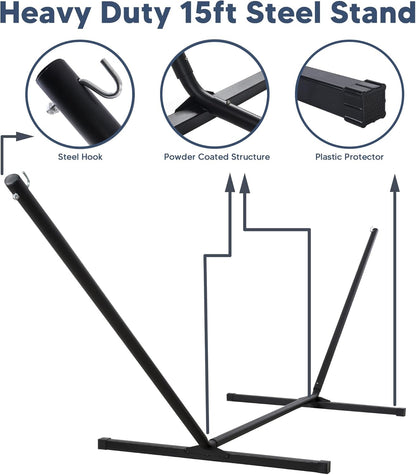 2 Person Hammock with Stand Heavy Duty Portable Dark Grey