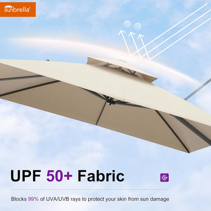 12ft Patio Umbrella with Base Large Outdoor Square Umbrella