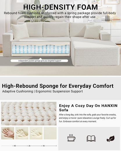 105 Inch Cloud Sectional Couch with Deep Seat