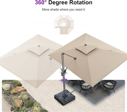 12ft Patio Umbrella with Base Large Outdoor Square Umbrella
