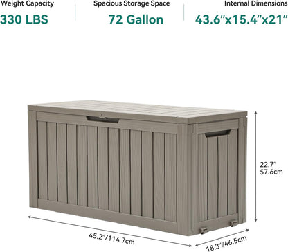 YITAHOME 120 Gallon Large Deck Box Upgraded Resin Outdoor Storage Boxes