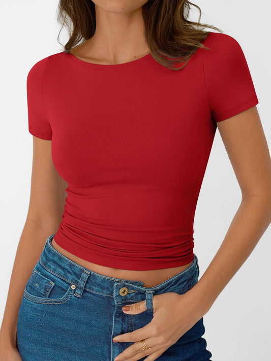 Womens Short Sleeve Boat Neck T-Shirts