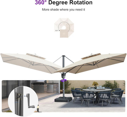 12ft Patio Umbrella with Base Large Outdoor Square Umbrella