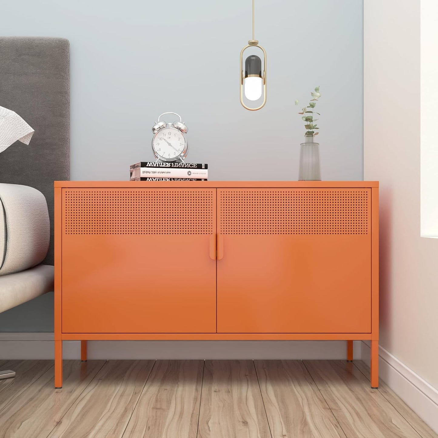 2 Door Storage Sideboard Metal Storage Cabinet with 2 Adjustable Shelf