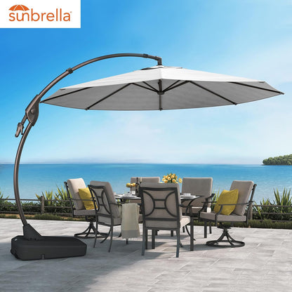 12FT Outdoor Offset Cantilever Umbrella with Base Champagne