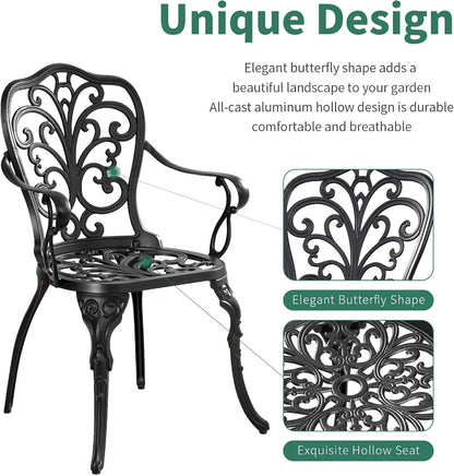 Patio Bistro Set 3 Piece Outdoor Cast Aluminum Outdoor Bistro Table