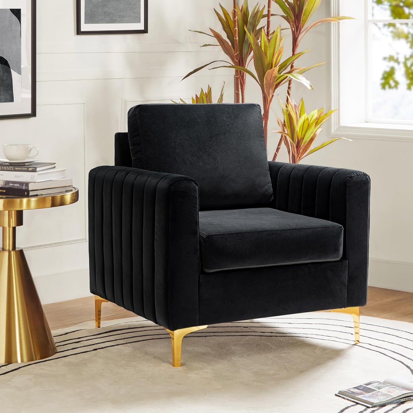 HULALA HOME Velvet Accent Club Chairs Set of 2