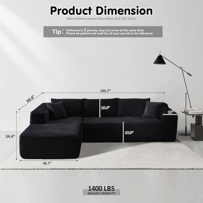 104" Cloud Sectional Couch with L-Shape Chaise