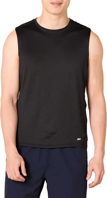 Essentials Men's Active Quick Dry Tech Stretch Lightweight Sleeveless Muscle Shirt
