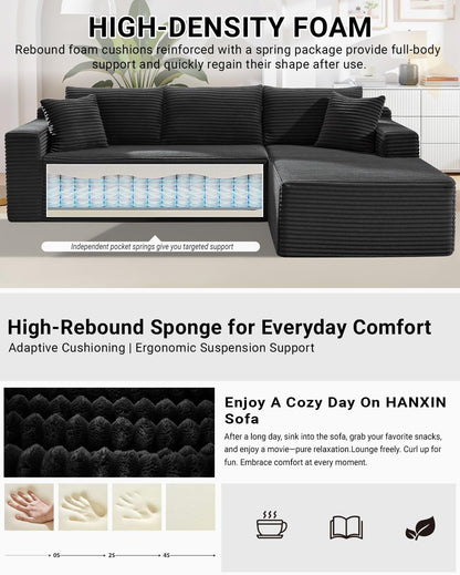 105 Inch Cloud Sectional Couch with Deep Seat